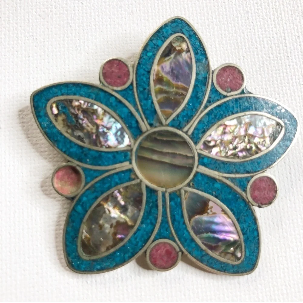 Alpaca Large Colorful Statement Inlay Pendant - Picture 7 of 7